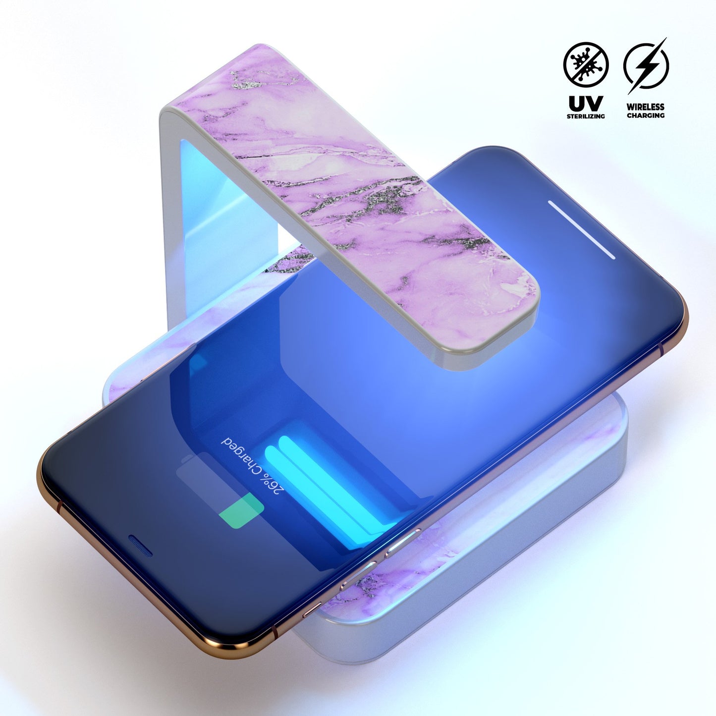 Purple Marble & Digital Silver Foil V10 UV Germicidal Sanitizing