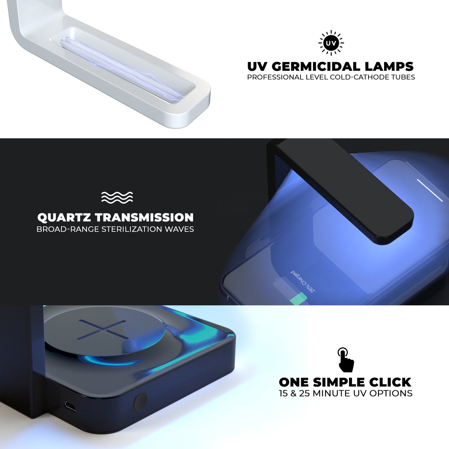 Cracked Marble Surface UV Germicidal Sanitizing Sterilizing Wireless